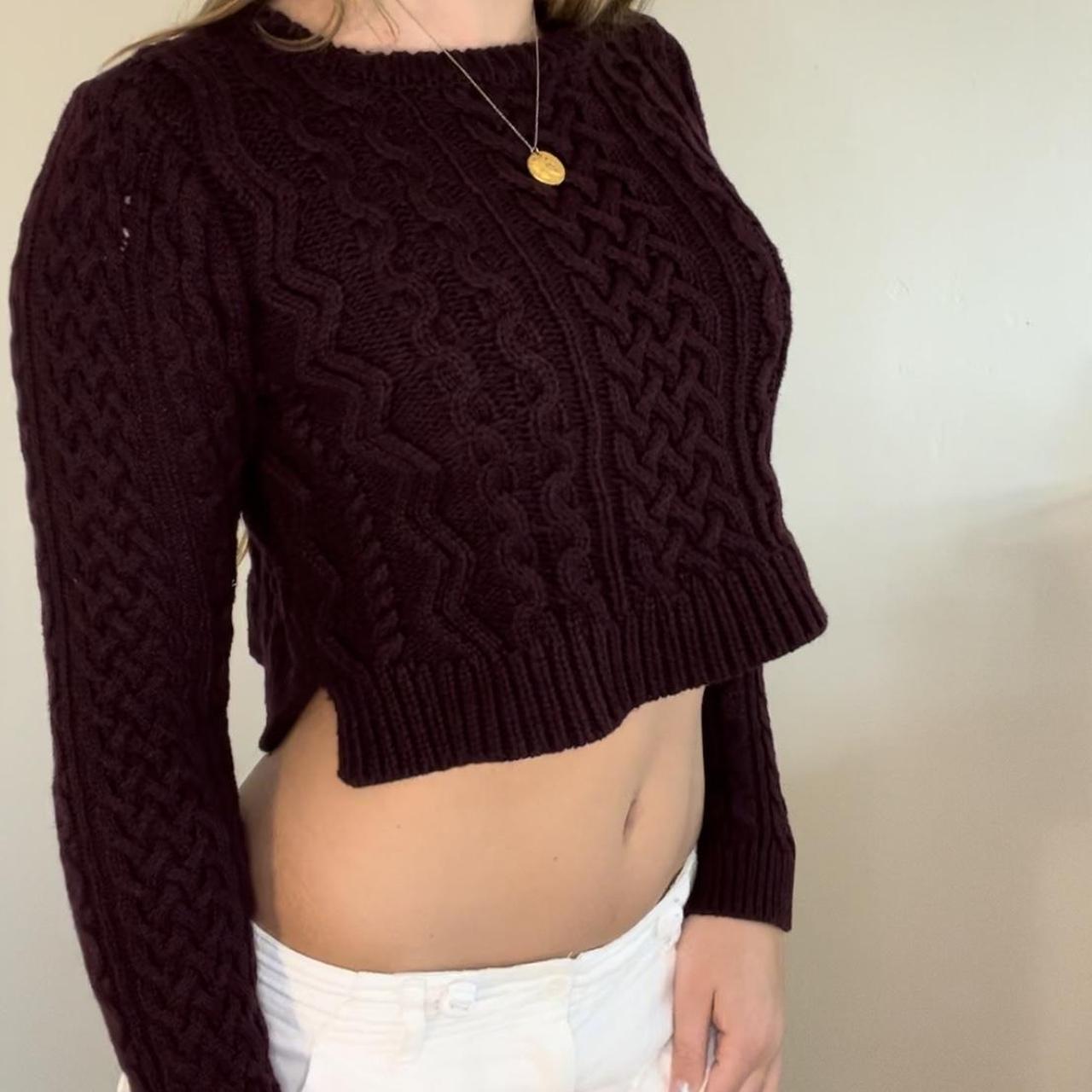 Cropped on sale maroon sweater