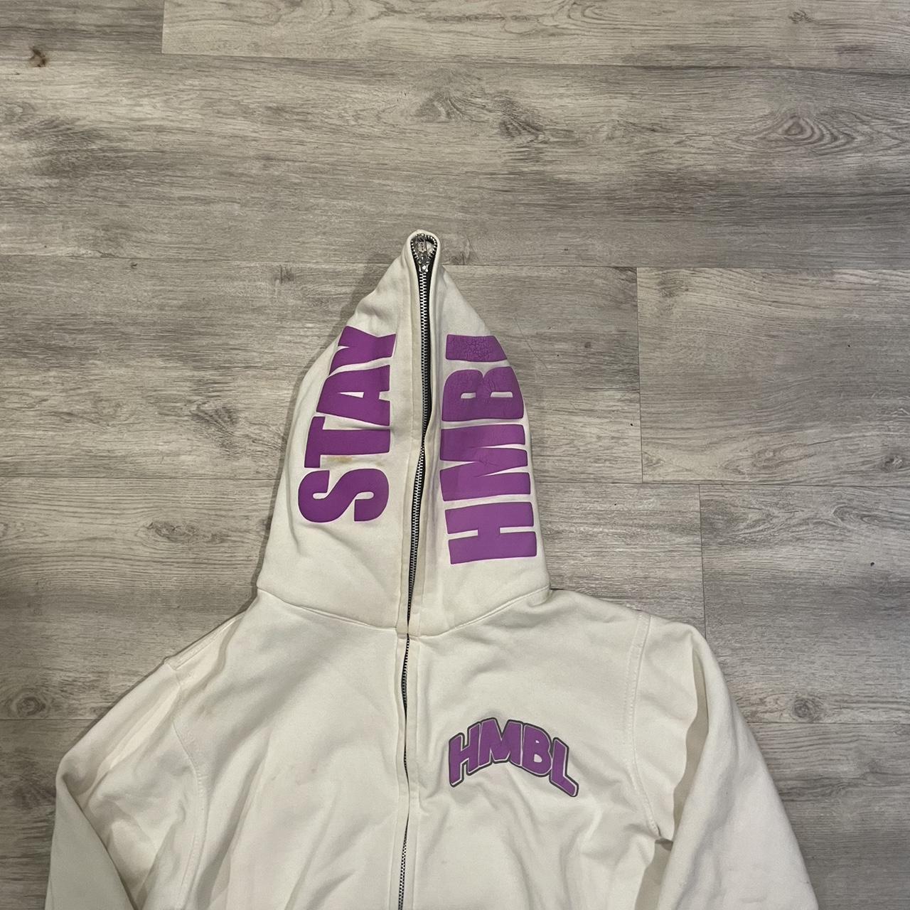 Stay hmbl hoodie White and purple Worn Small Depop