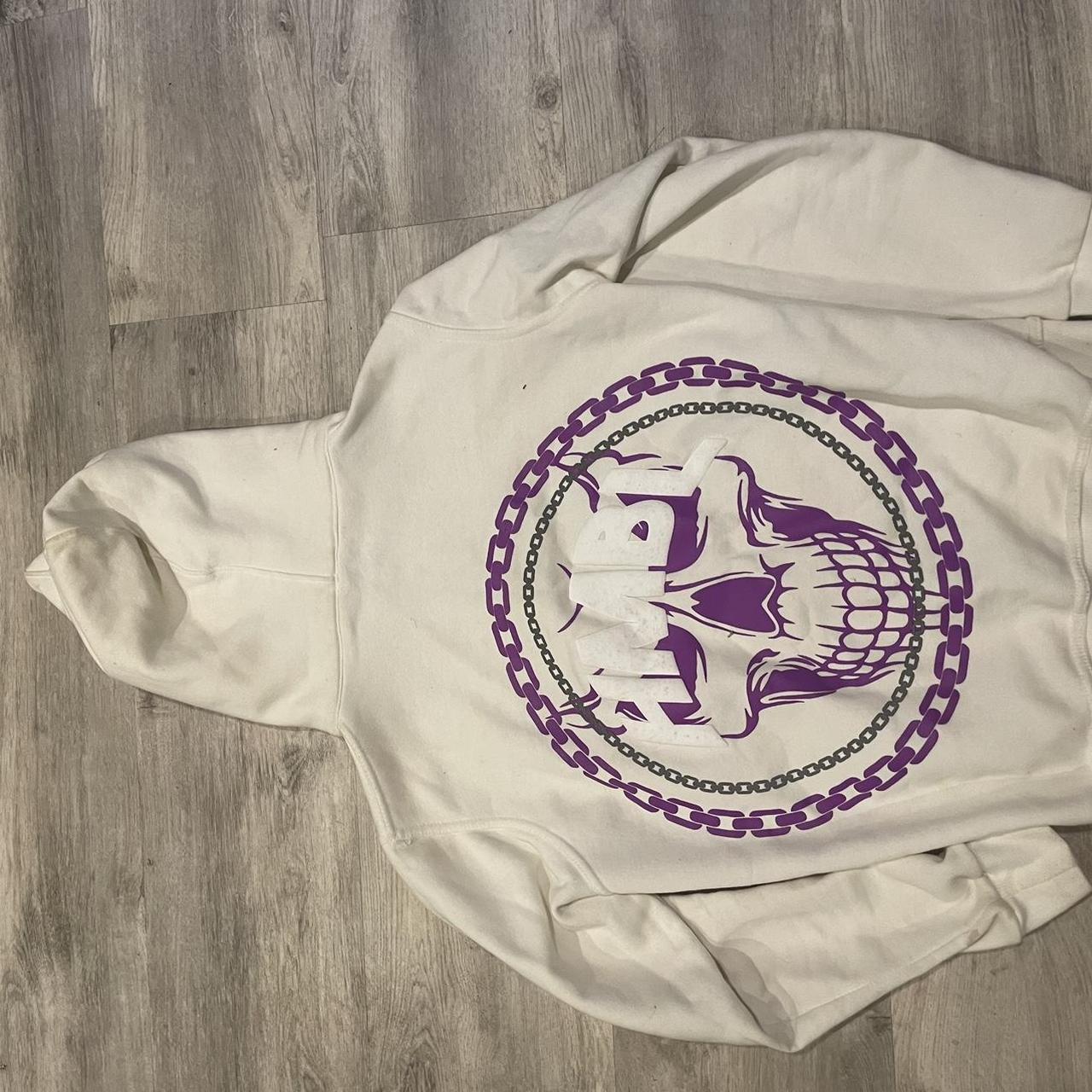Stay hmbl hoodie White and purple Worn Small Depop