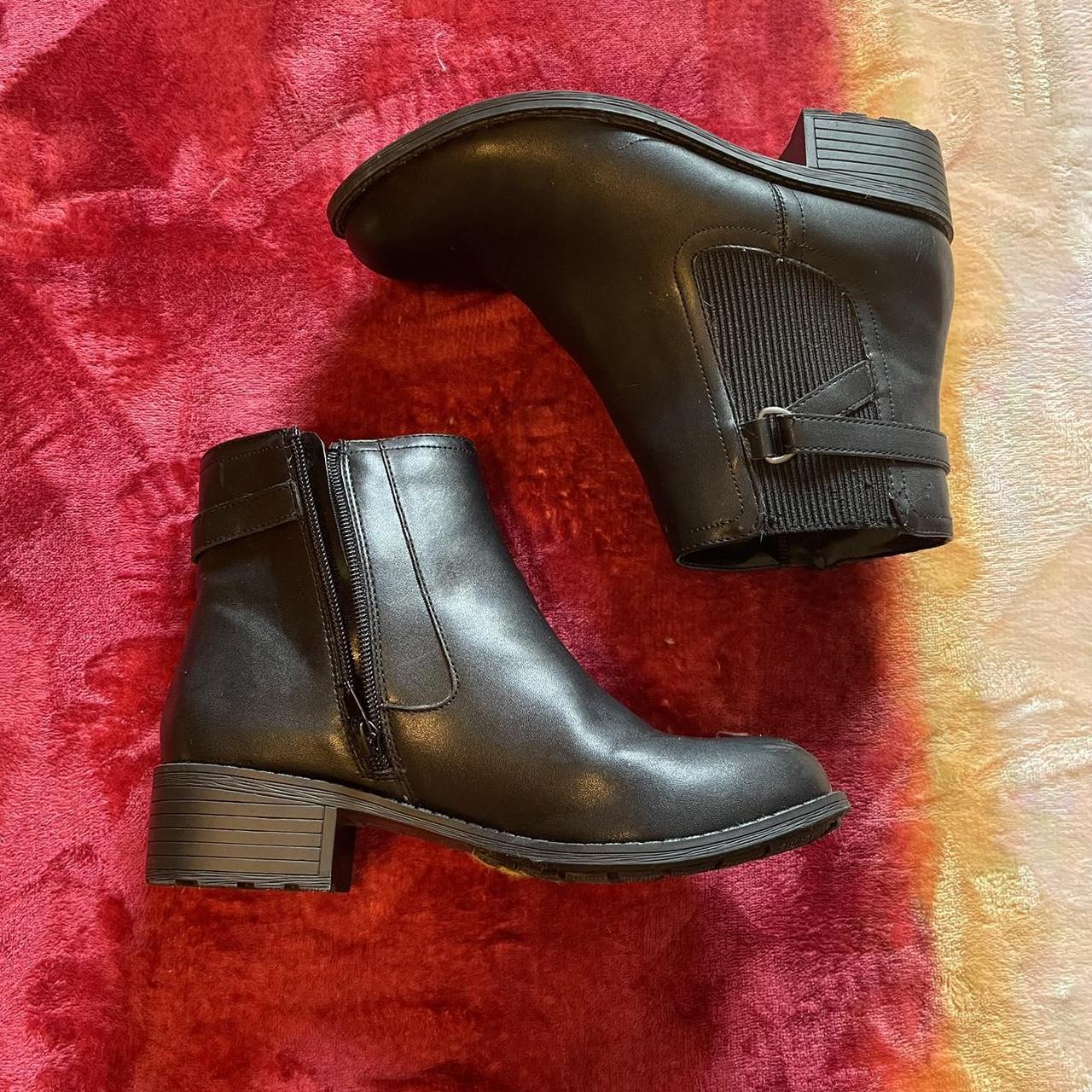 black chelsea boots w buckle and block-heels.... - Depop