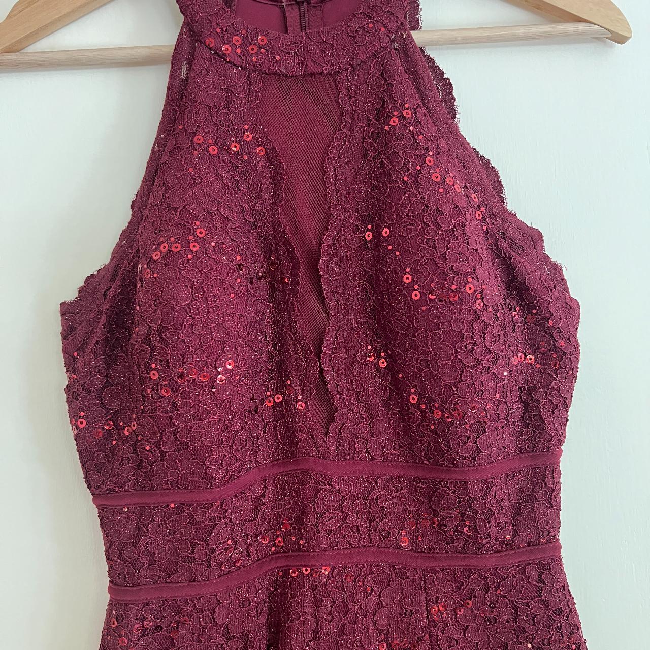 Morgan and Co Maroon Party/Homecoming Dress Depop