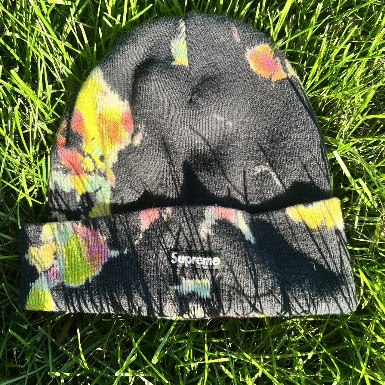 Supreme SS21 Splatter Dyed beanie in black - Depop