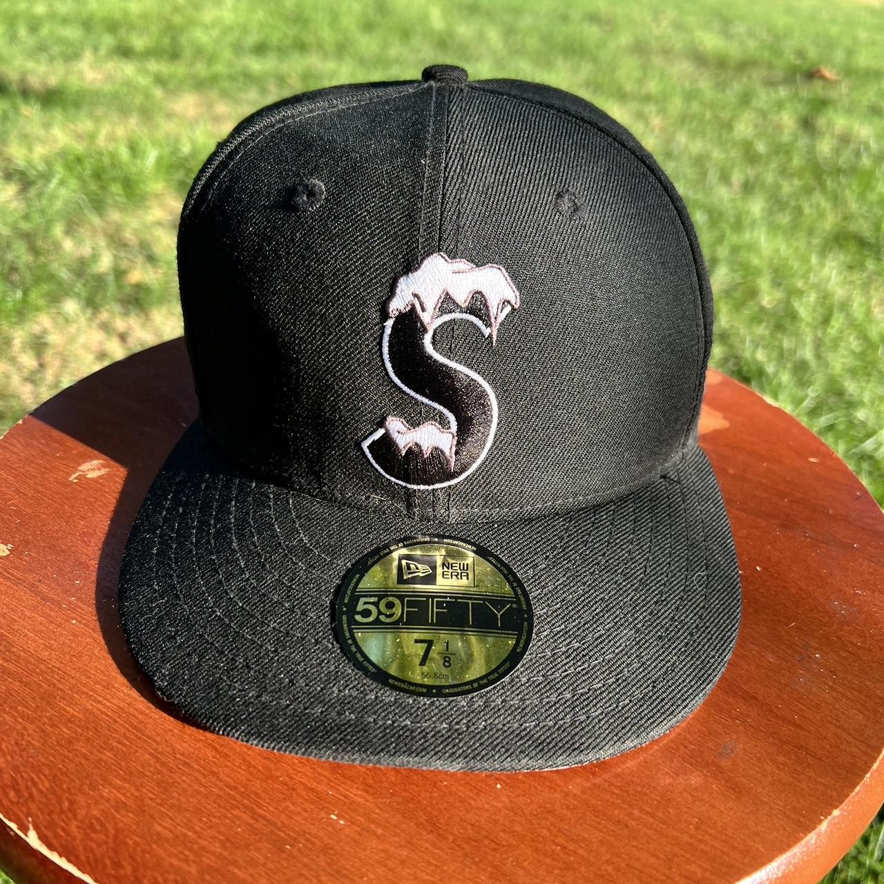 Supreme S logo black fitted new era hat 7 1/8 preloved