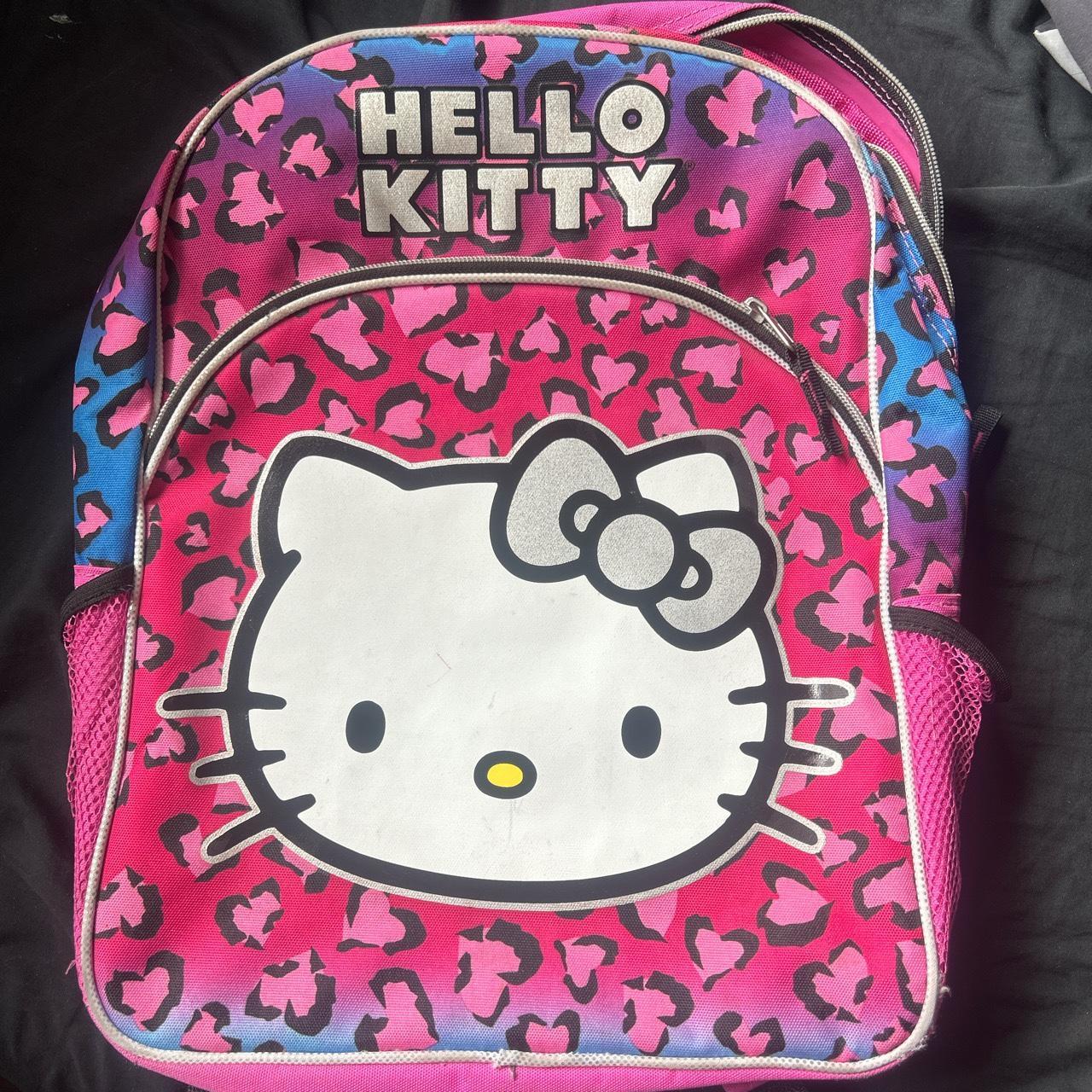 normal sized hello kitty cheetah print backpack! so... - Depop