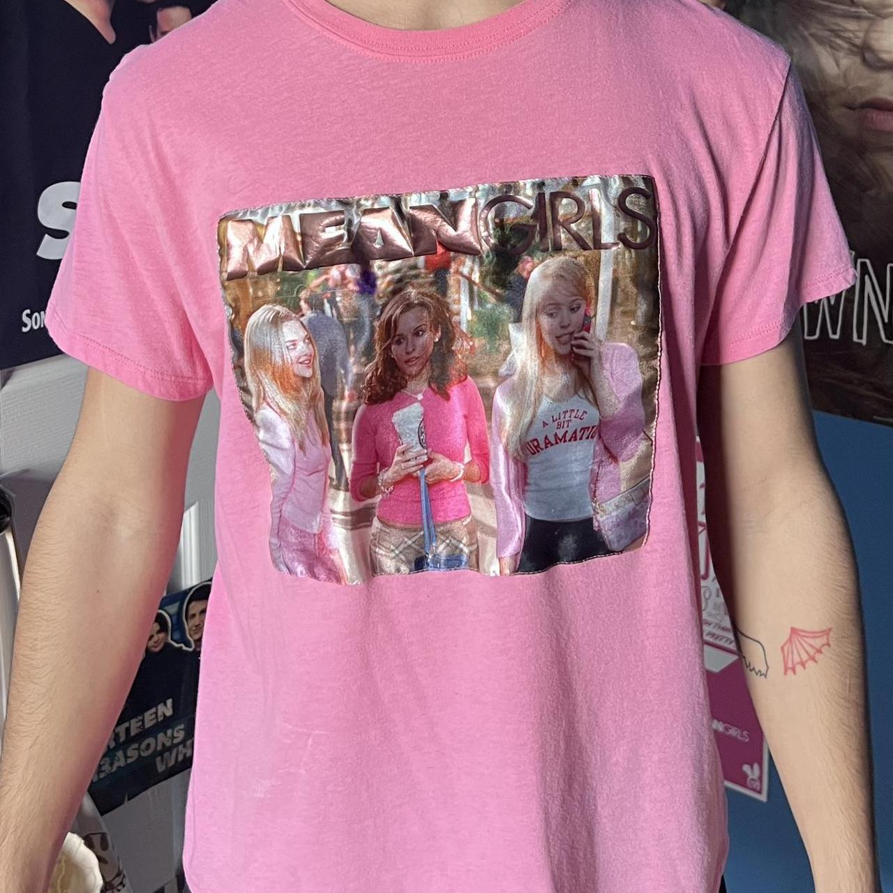 small pink Mean Girls shirt (worn a couple times)... - Depop