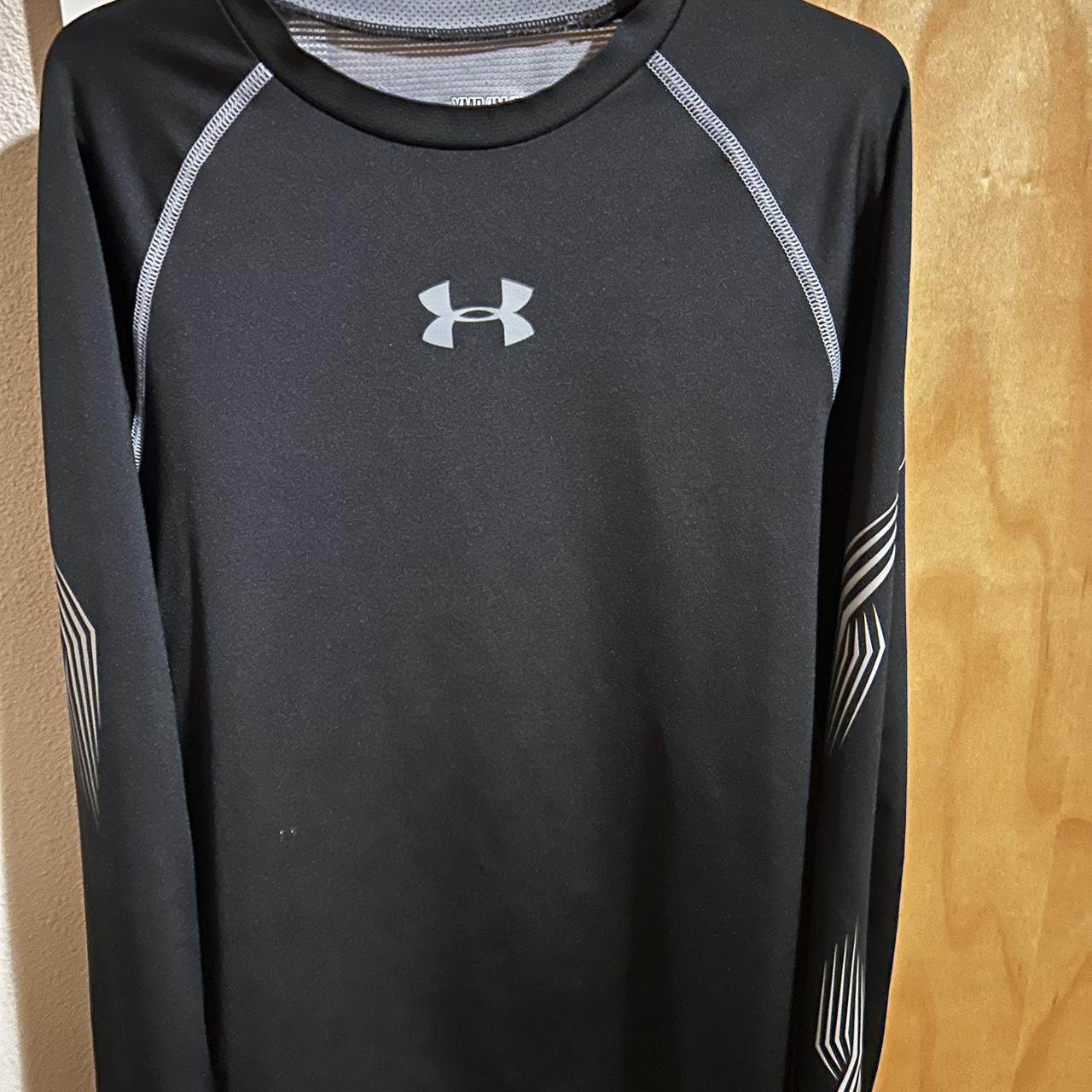 Grey and black Under Armour long sleeve dri fit... - Depop