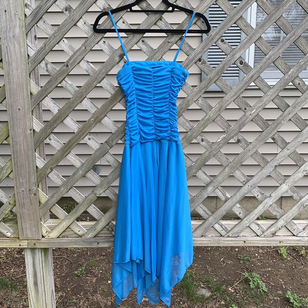 Amazing blue flowy midi bandage prom dress.... - Depop
