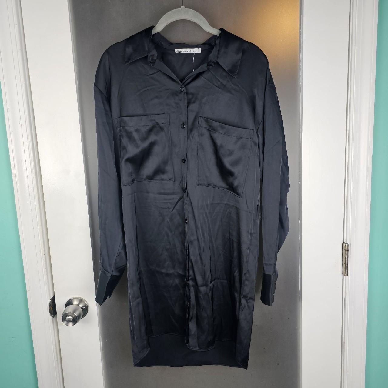 New w hotsell tags Abercrombie black satin shirt dress