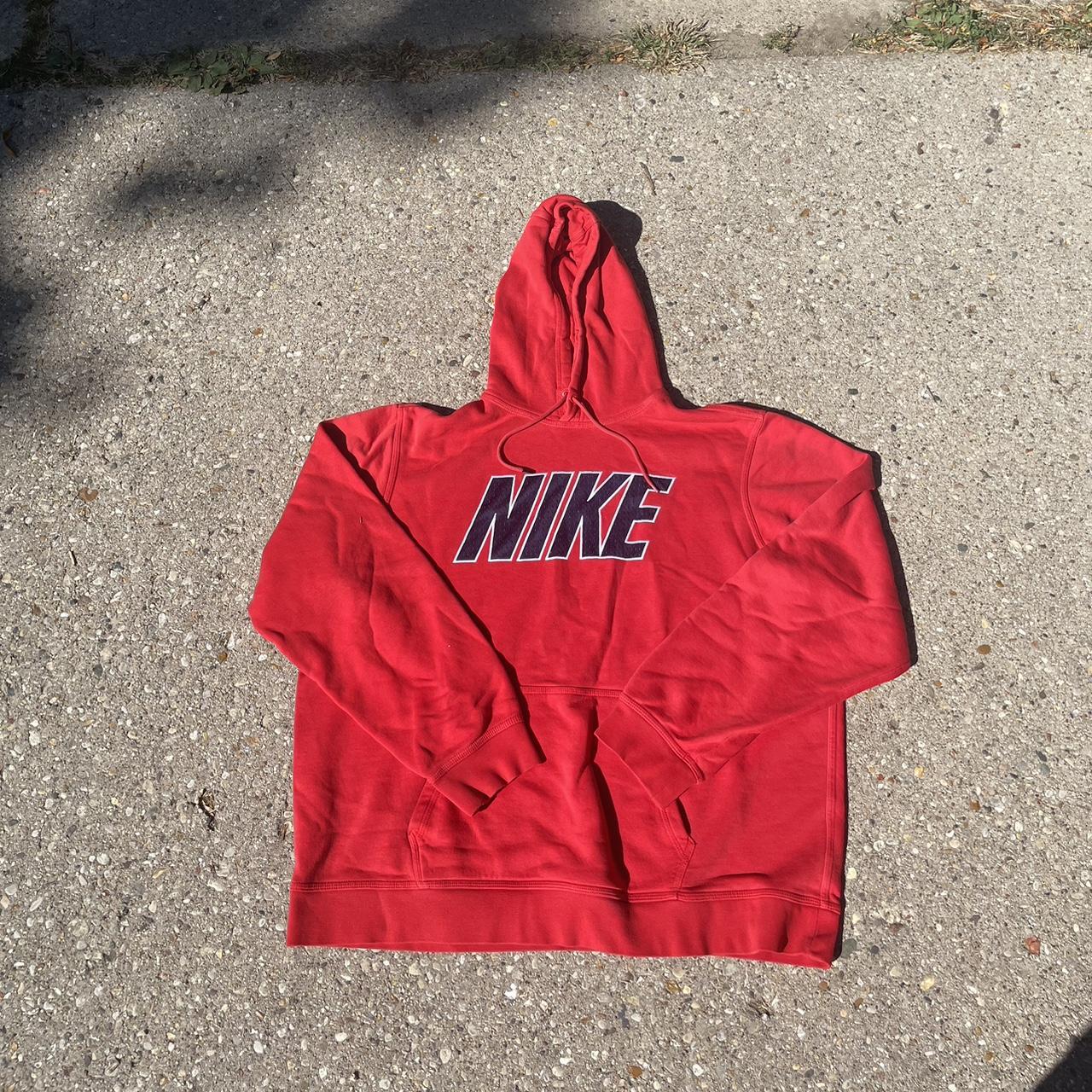 Red Nike Check Hoodie #red #nike #hoodie#nikehoodie - Depop