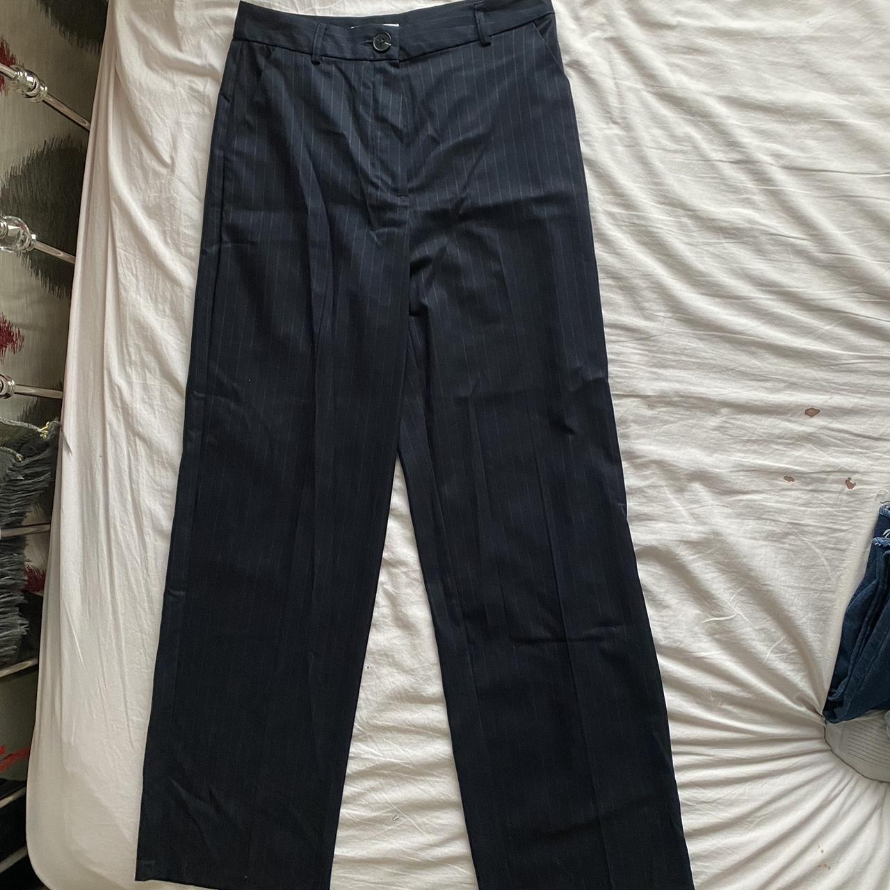 Dark navy pinstripe trousers Never worn, brand new... - Depop