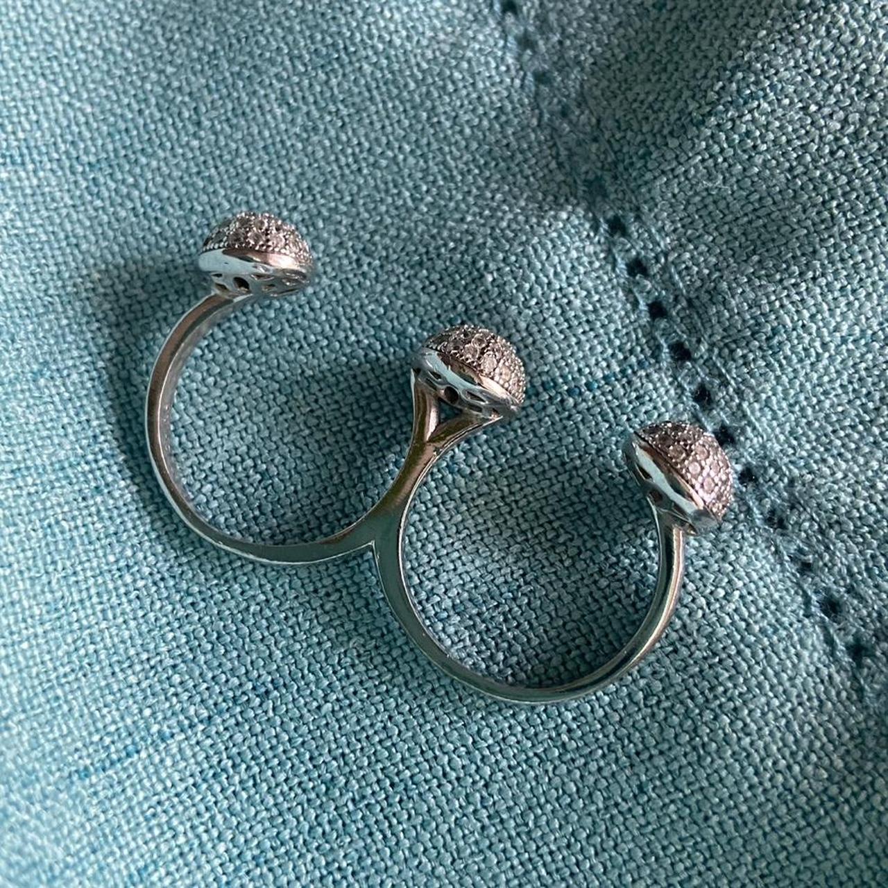 Women's Ring - Silver – Silver Double Ring Two Fi… - image 3