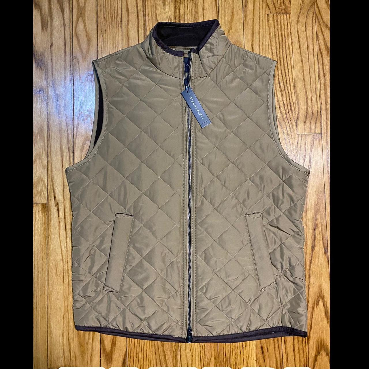 Tahari Dark Tan & Brown Men's Quilted Vest Size New - Depop