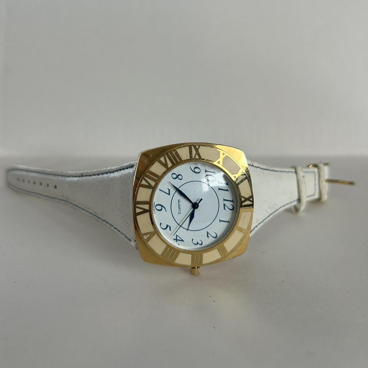 Women’s Avon wrist watch, white and gold - Depop