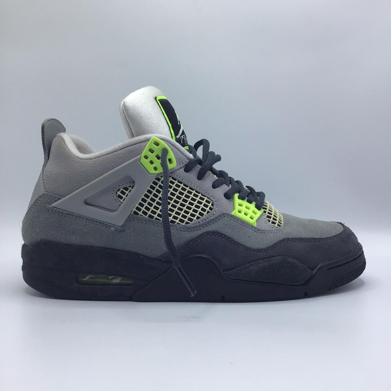 Nike Air Jordan 4 retro se mid neon 95 grey sneakers... - Depop