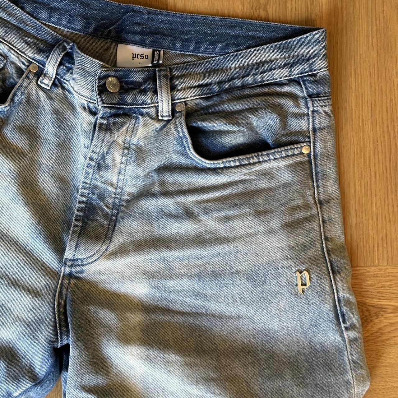 BAGGY DENIM Peso Washed blue Bein Länge... - Depop