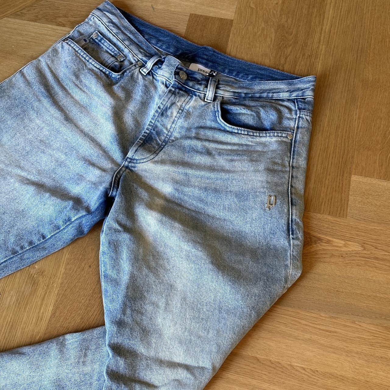 BAGGY DENIM Peso Washed blue Bein Länge... - Depop