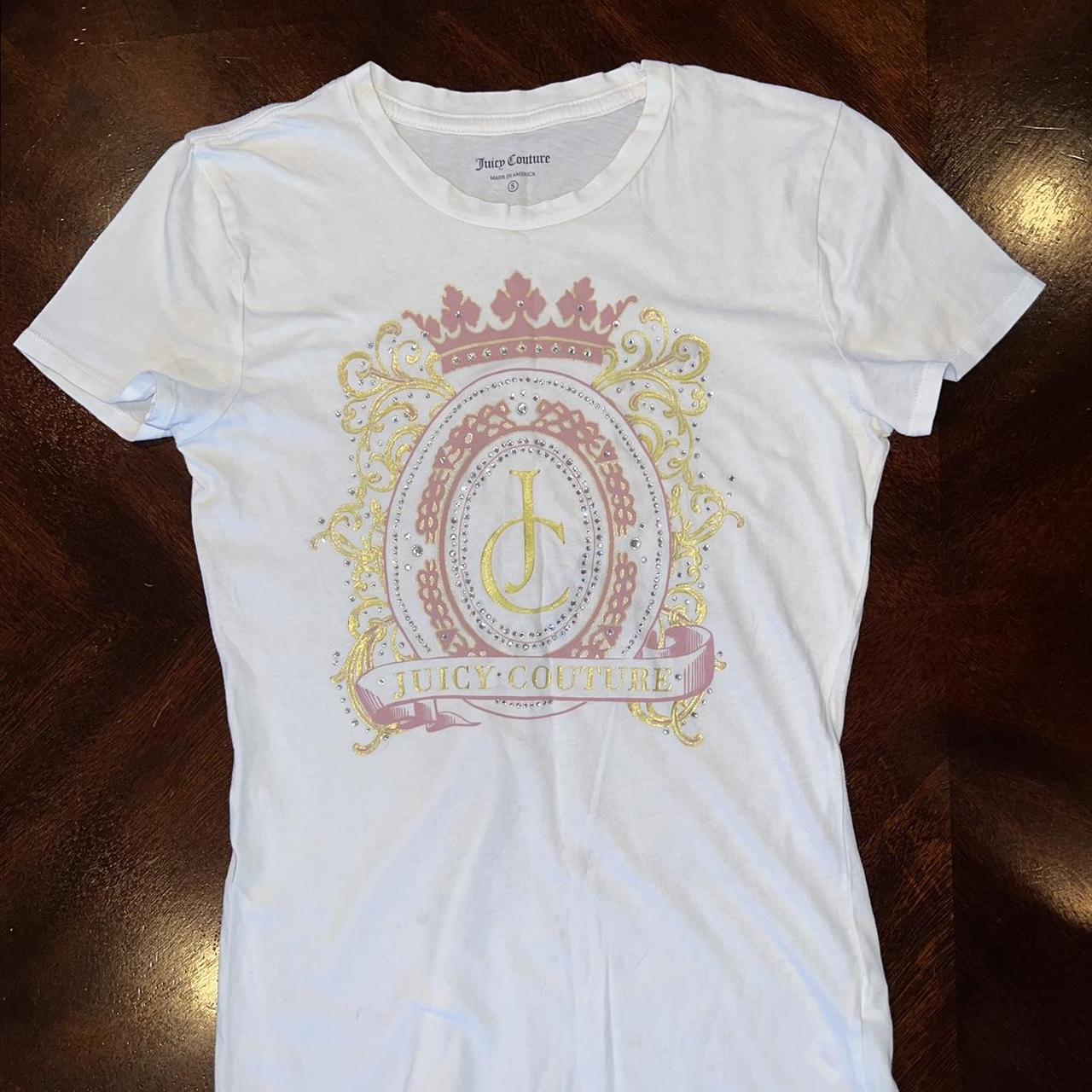 JUICY COUTURE★Colorful embroidery T-shirt JC196 Juicy Couture Vintage Tee Shirt Top Pink Rhinestone Logo