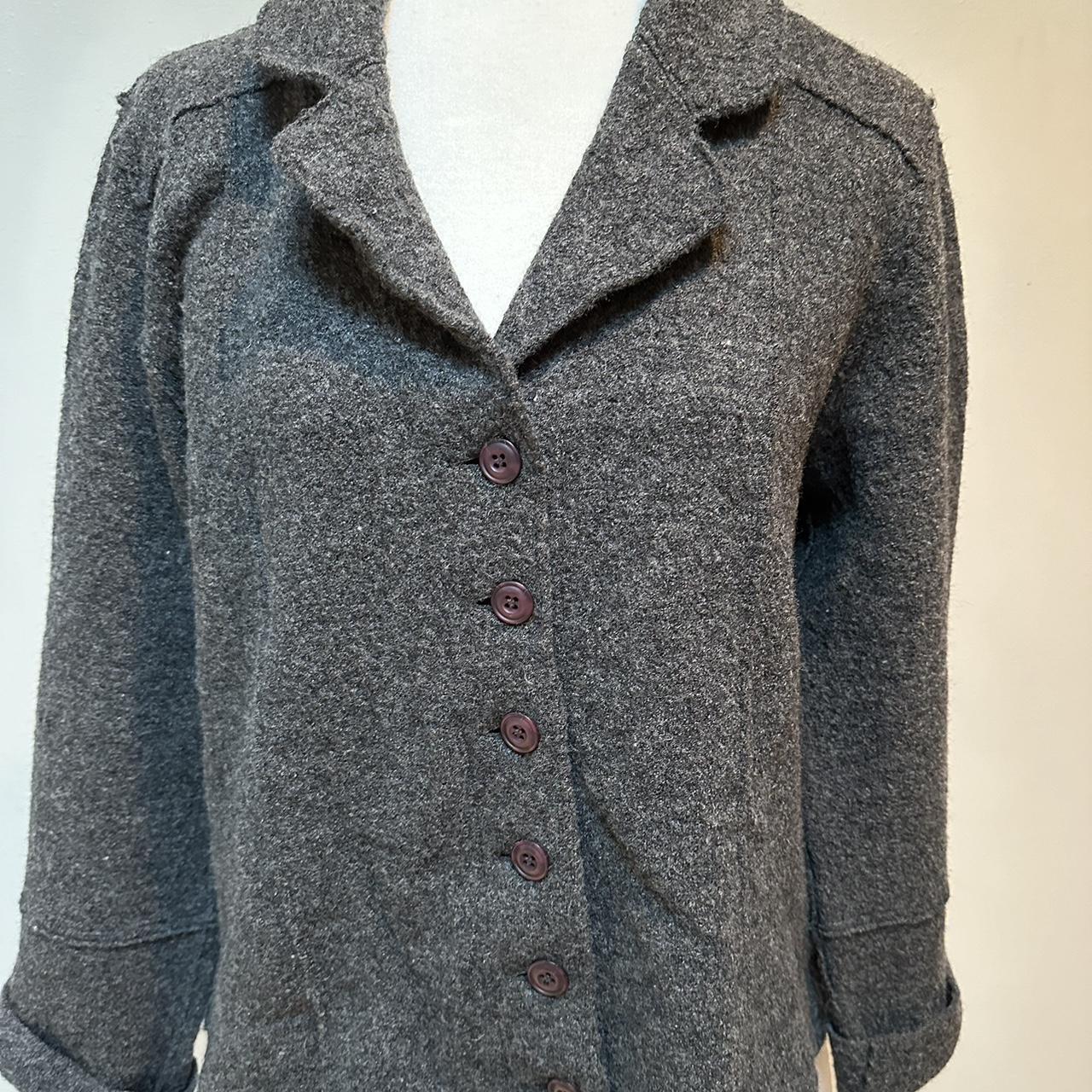 Women’s Vintage grey wool button up shirt jacket... - Depop