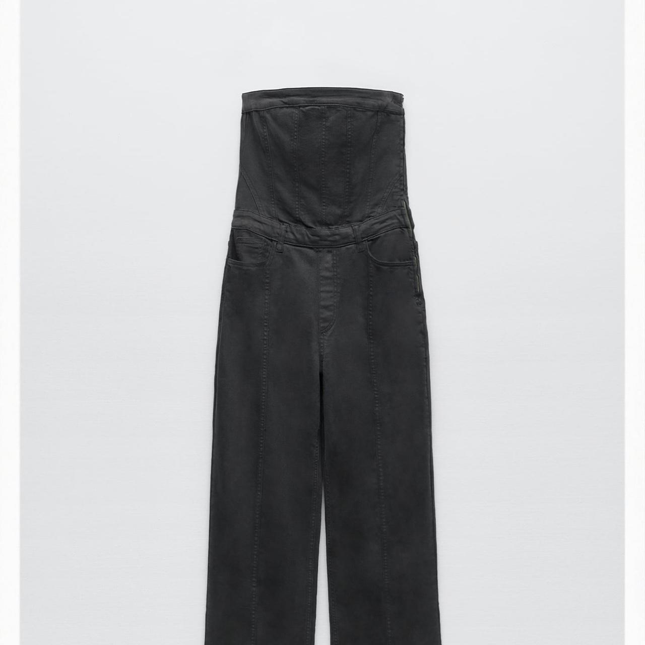 Zara Corset Denim Jumpsuit. SIZE MEDIUM Depop