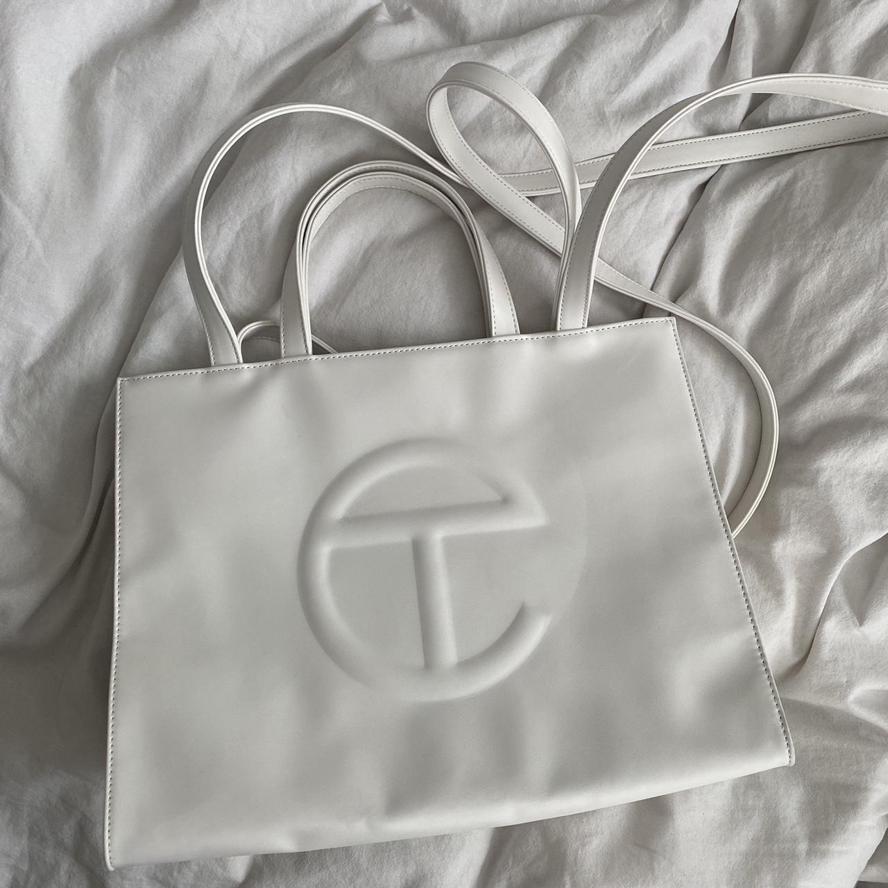 TELFAR WHITE MEDIUM SHOPPING BAG never worn. has... - Depop