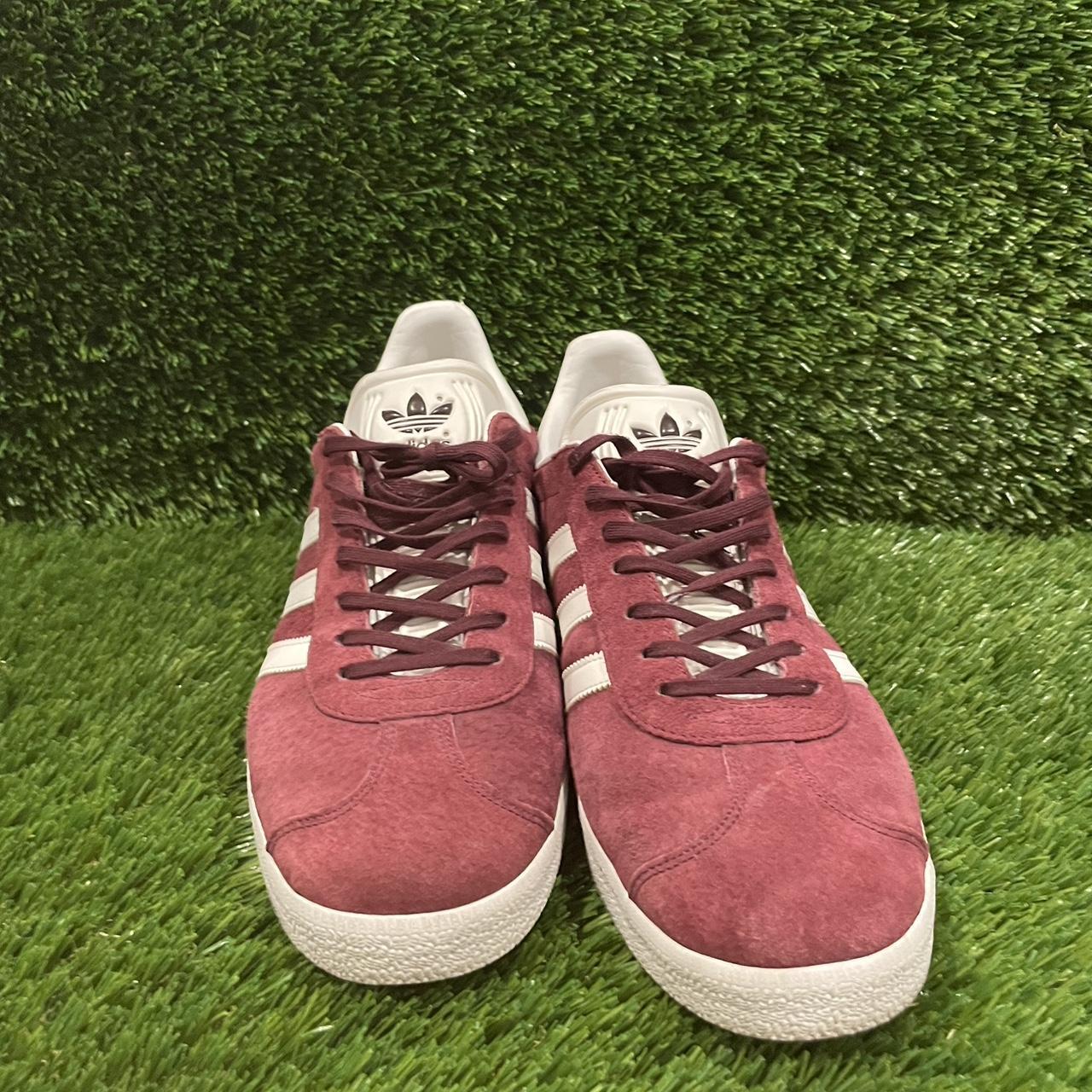 Maroon colored adidas gazelles size 12 men - Depop