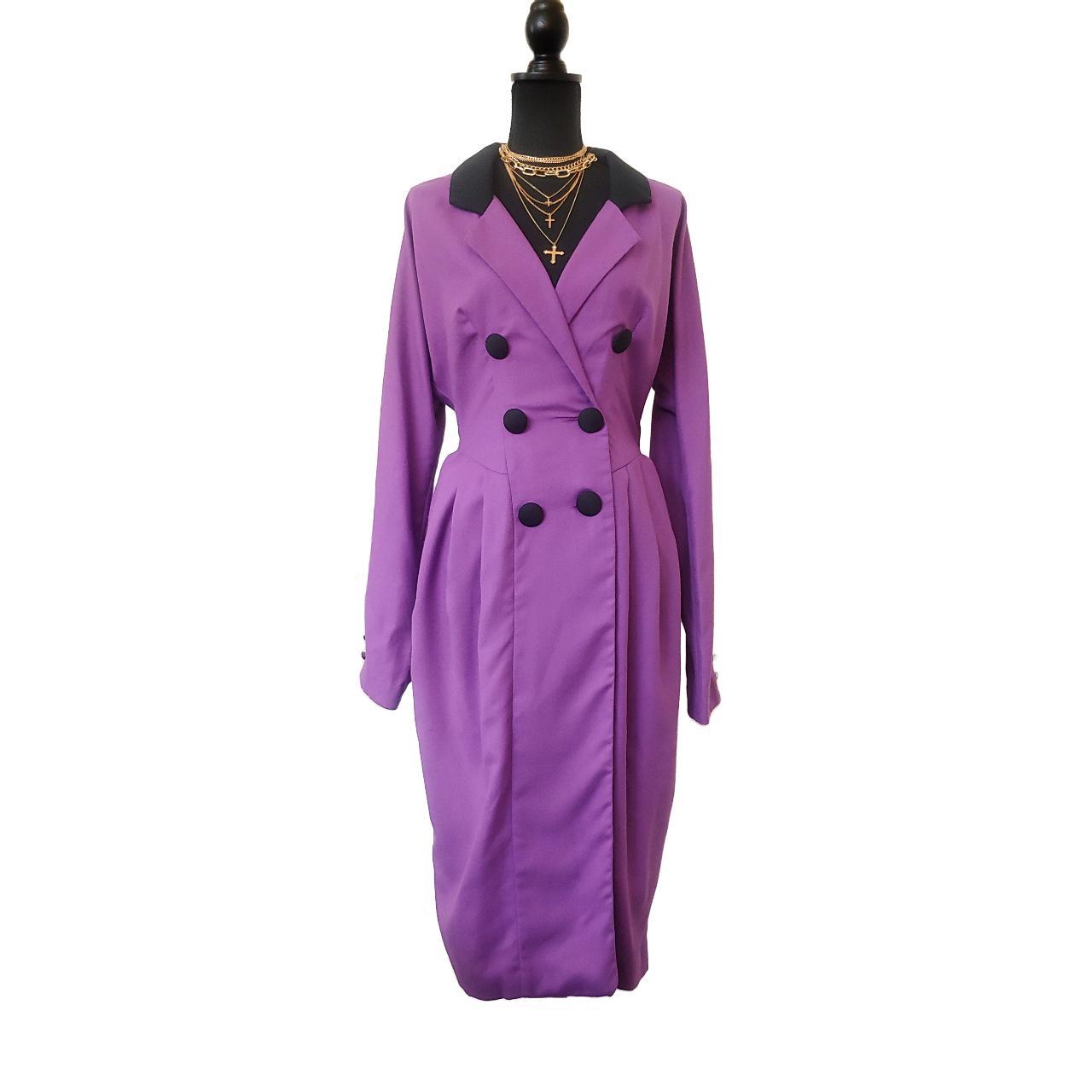 Vintage 1980s New Wave Goth Purple Trench Coat This... - Depop