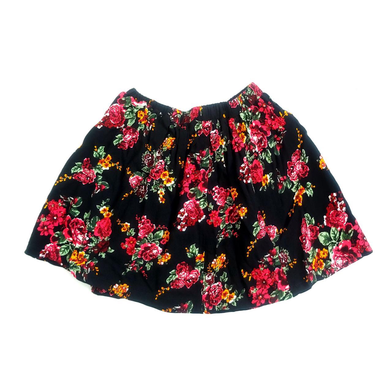 Vintage 90s Goth Dark Floral Swing Skirt Comfy Depop