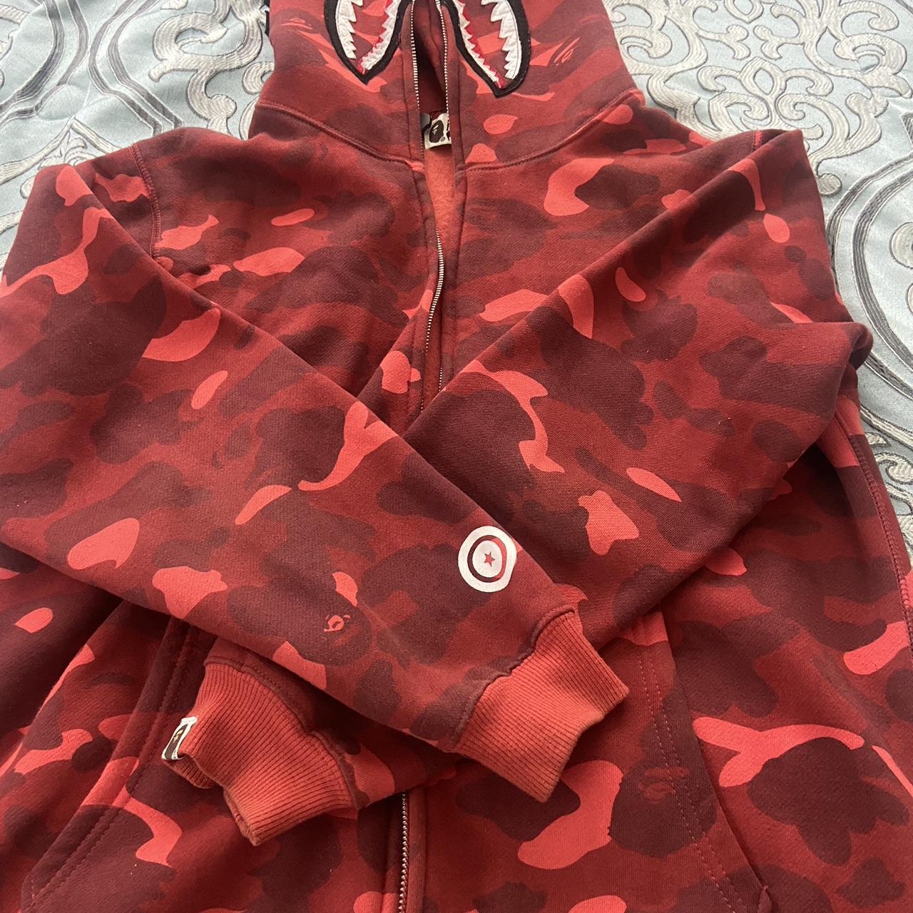 Red bape zip up jacket Zipper don’t work Large Depop