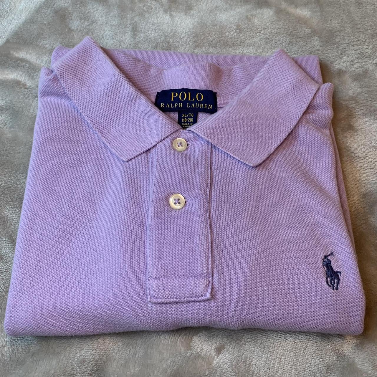 Youth POLO Ralph Lauren Purple Short Sleeve Button... - Depop