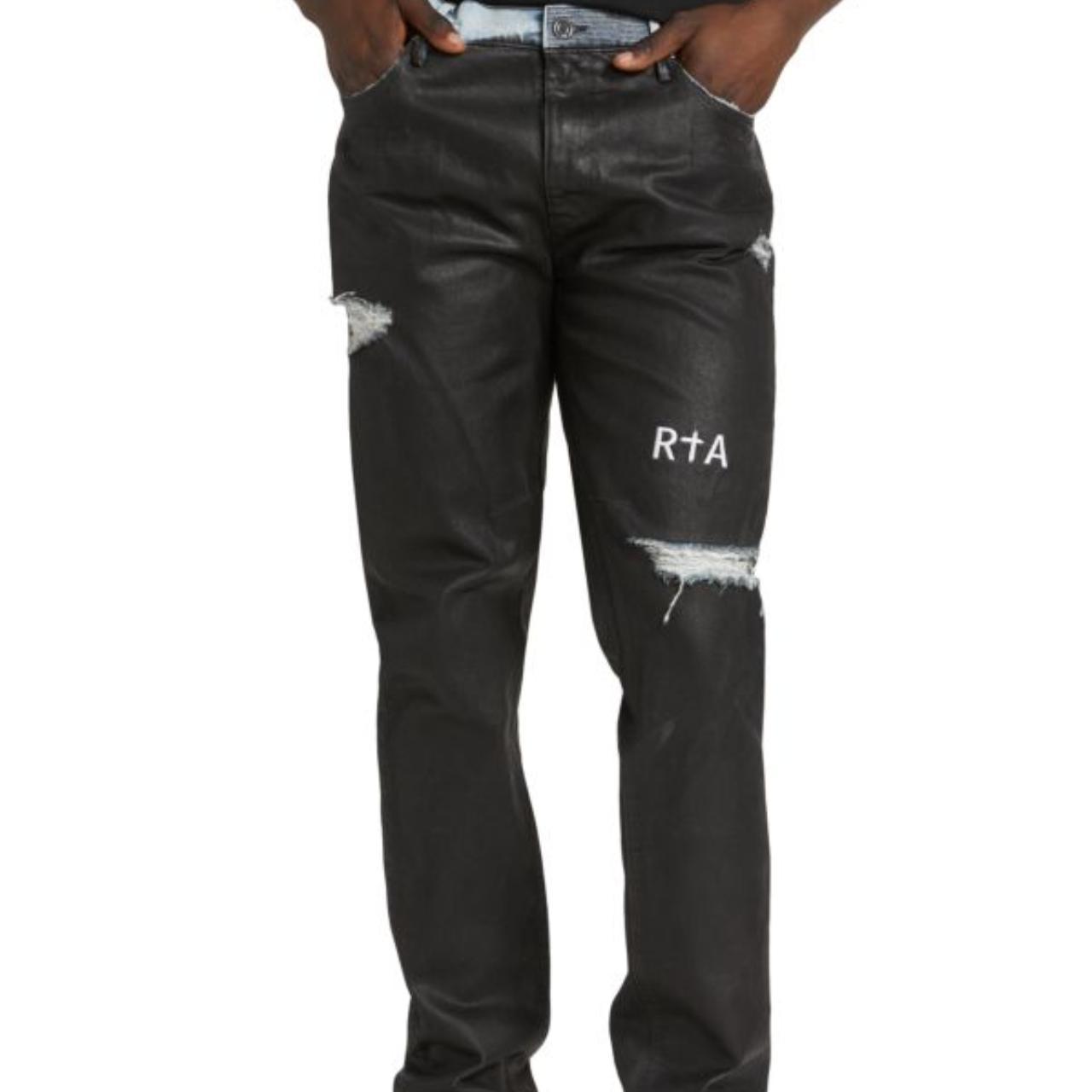 RTA Bryant Skinny Coated Jeans Black Coated... - Depop