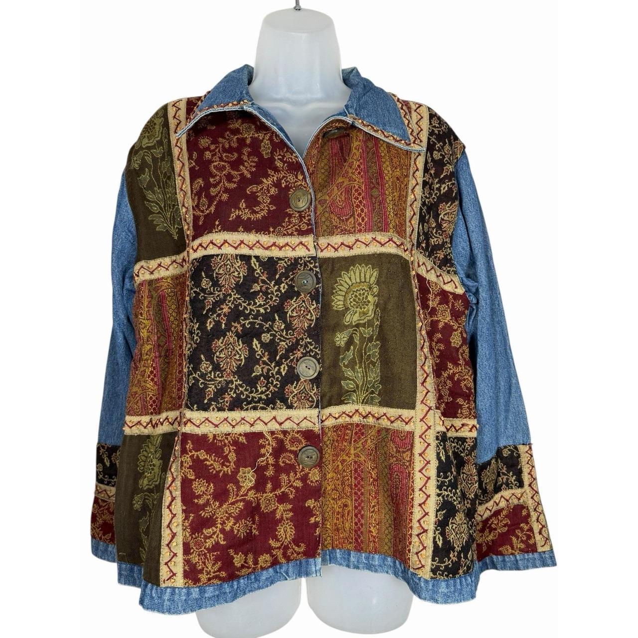 Women's Jacket - Multi - L – Vintage Patchwork Ta… - image 1