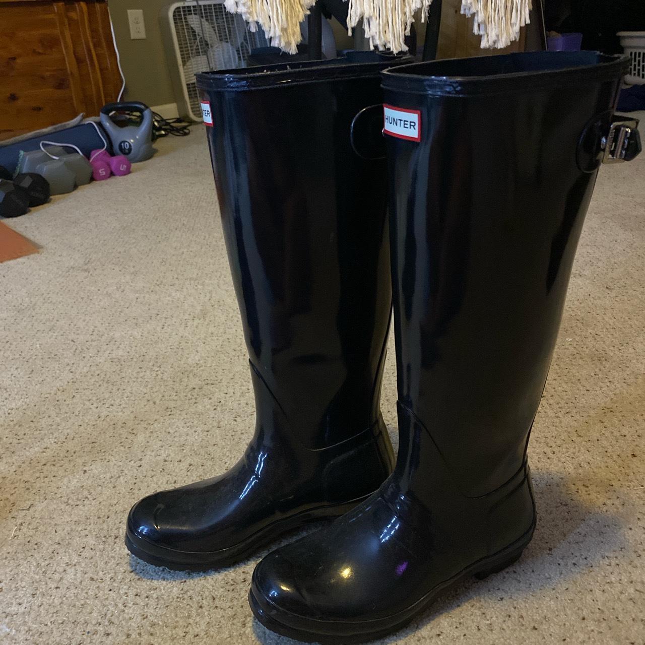 Tall black Hunter Boots Women’s US size 8 Only... - Depop