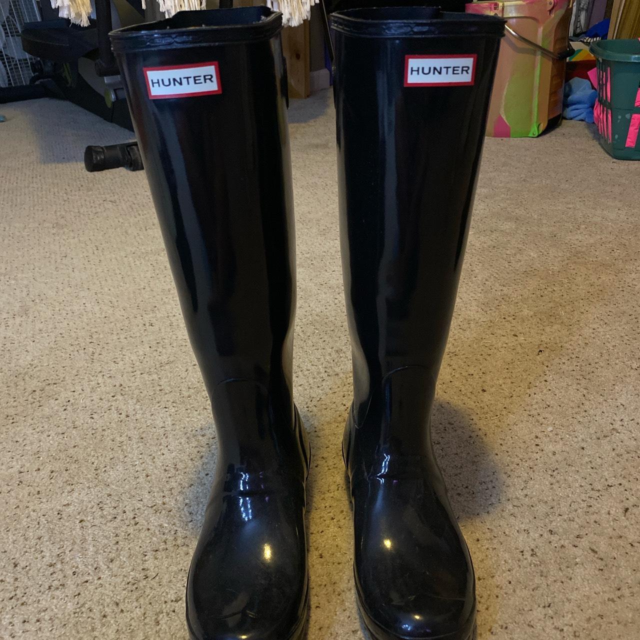 Tall black Hunter Boots Women’s US size 8 Only... - Depop