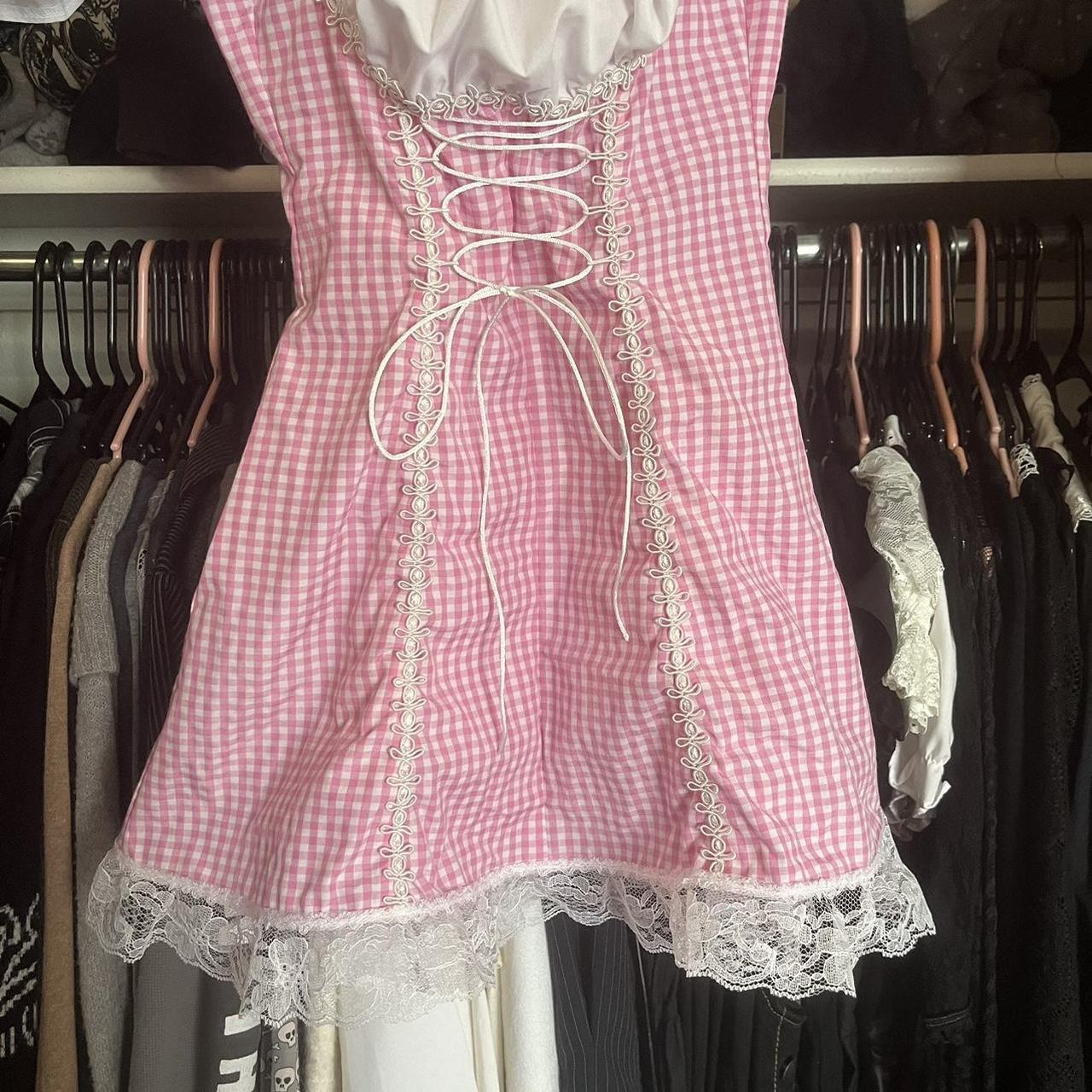 Jeannie Nitro gingham bar/milkmaid dress! -size XS... - Depop