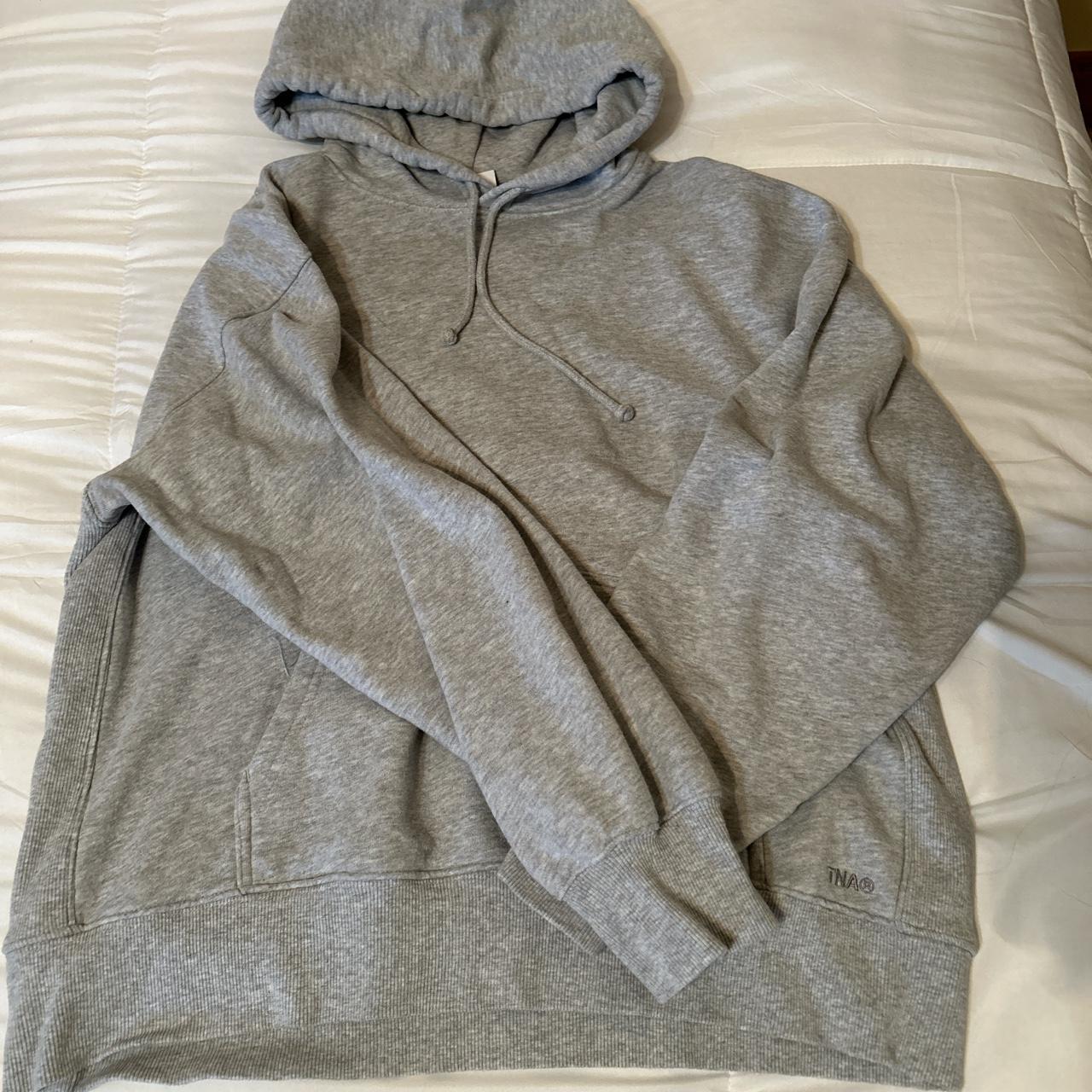 TNA aritzia grey hoodie boyfriend fit - Depop