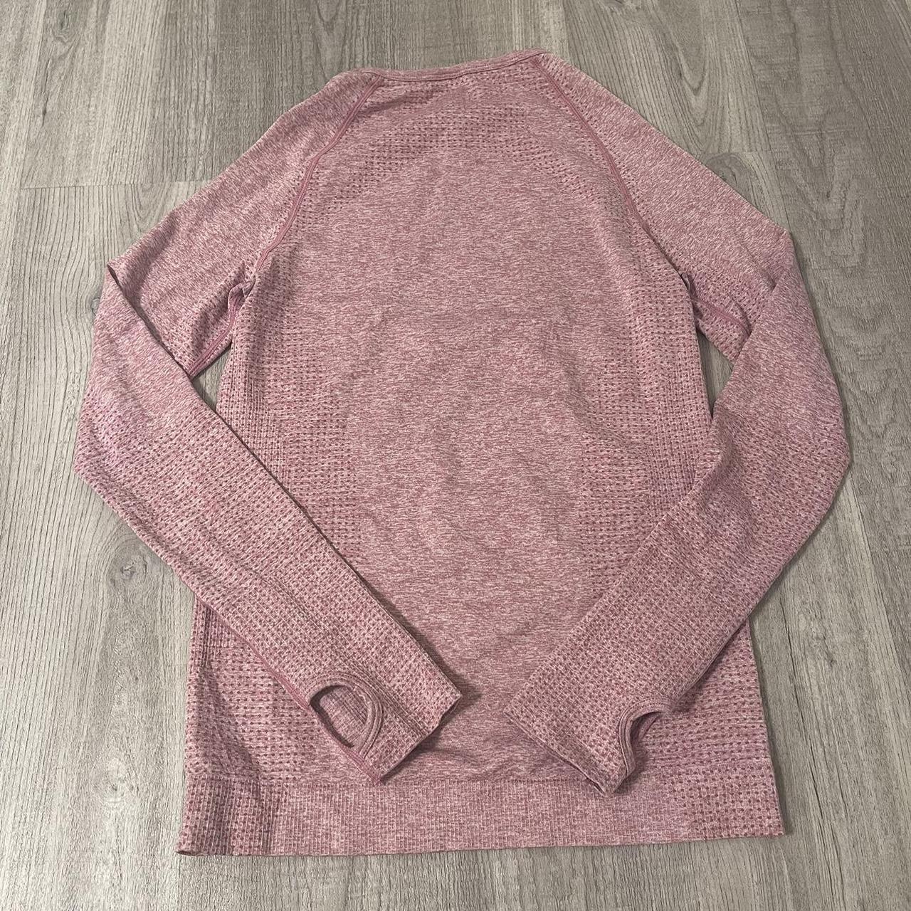 pink gym shark long sleeve with thumb holes in a - Depop