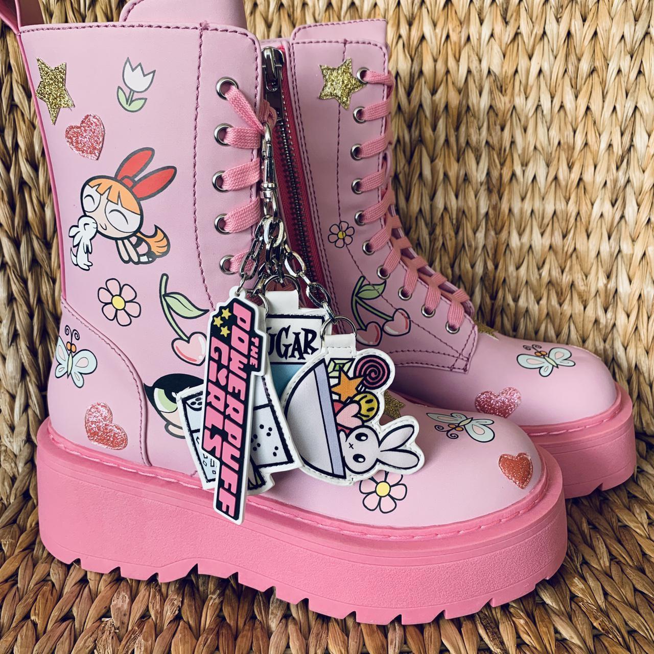 New Sugar Thrillz Pink Patent Heart Stomper Platform | Depop