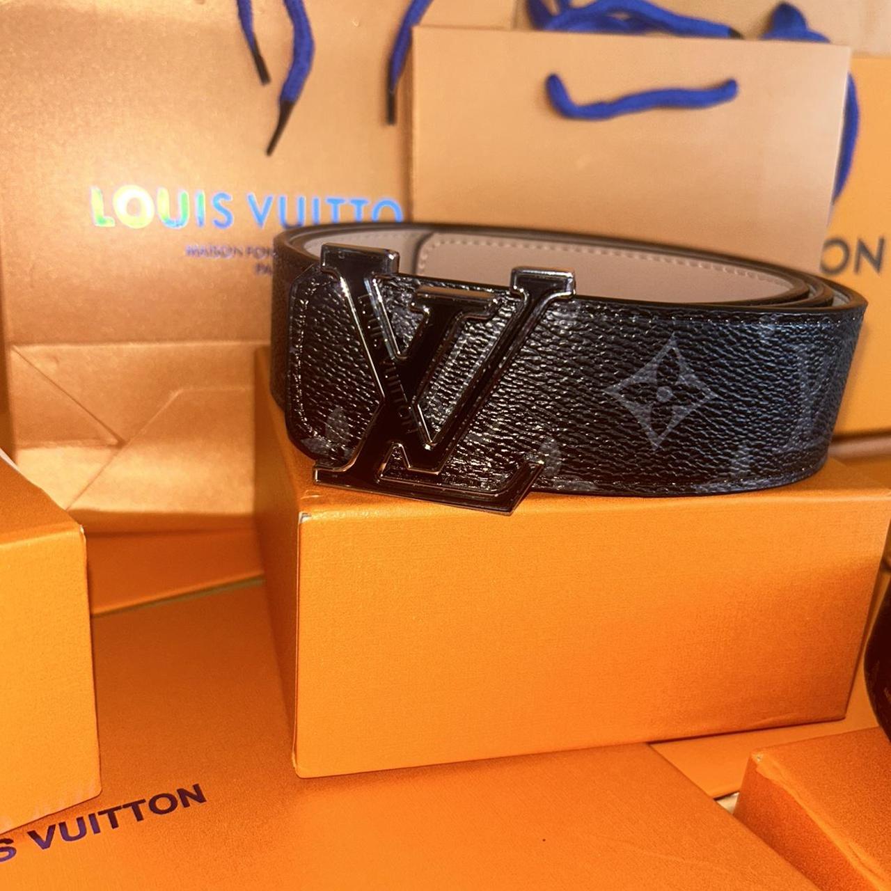 Mens Louis Vuitton Belt Black On Black Logo Comes - Depop