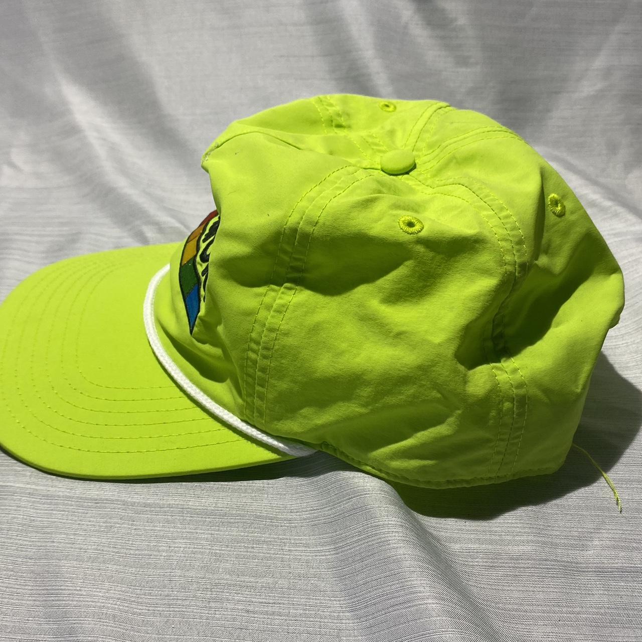 Vintage Save-T Cover II Automatic Pool Cover Rope Hat Cap Neon Green Strap  Back