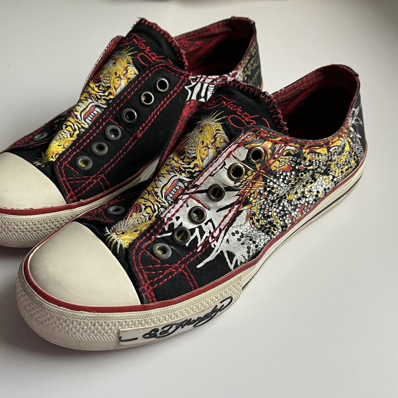 Ed Hardy converse flats (no laces) they slip onto... - Depop