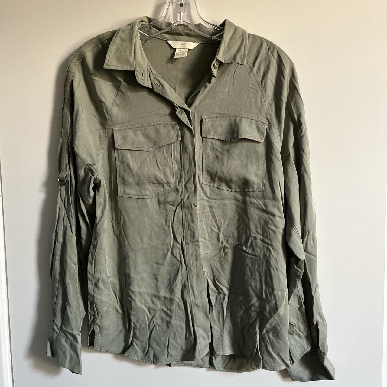 Green khaki button up Depop