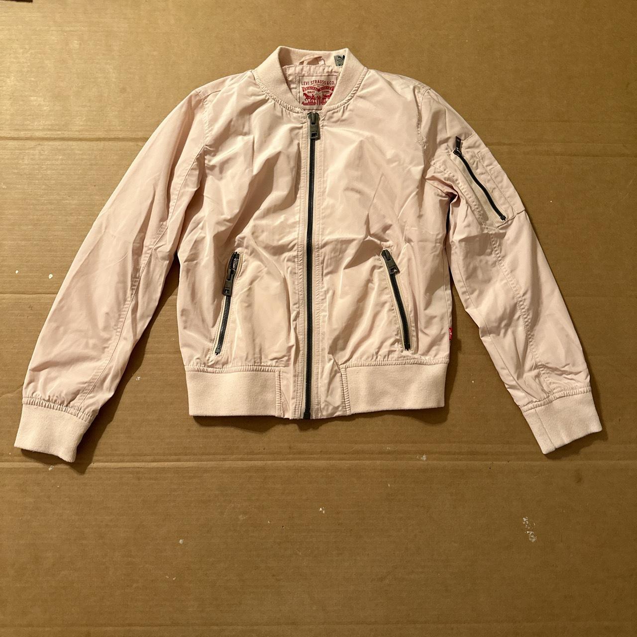 Woman’s pink cropped Levi’s bomber jacket Depop