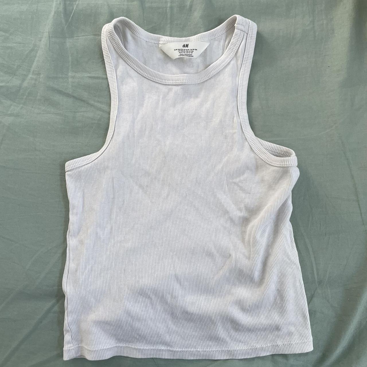 h and m girls white tank fits like an xs us 12/14 - Depop