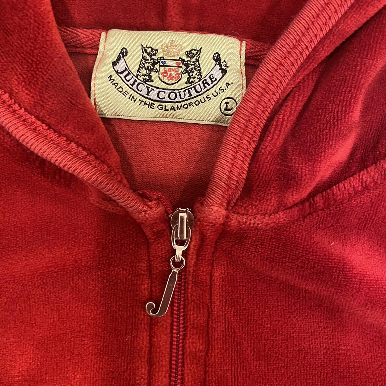 adorable red juicy couture velour zip up hoodie no... - Depop