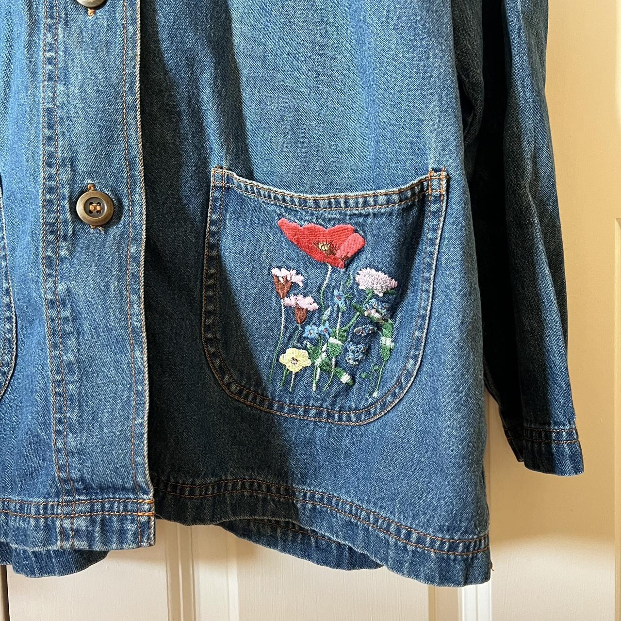 Embroidered Denim Jacket 💐 Brand: Blair Size:... - Depop