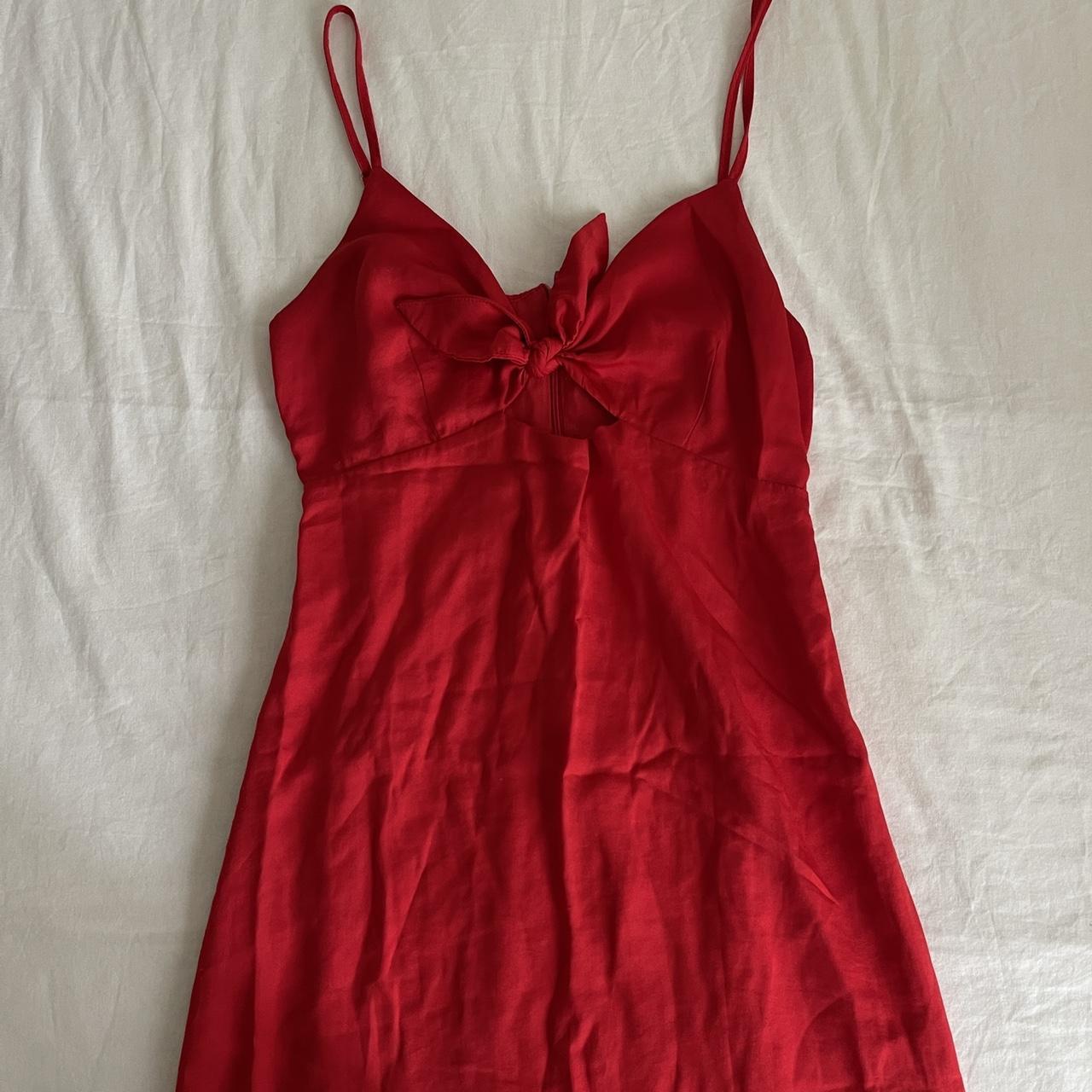 cute mini silk red dress ️ size: xs-s - Depop