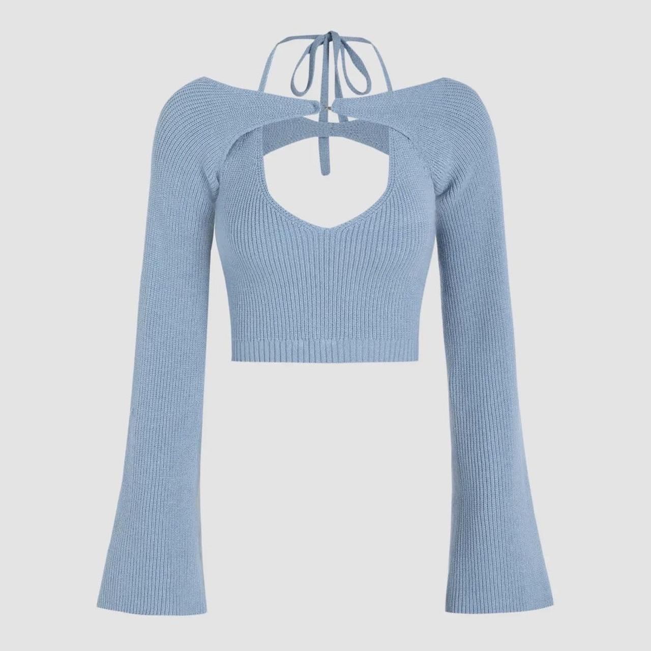 Blue knitted tank top long sleeve top💙 New Depop