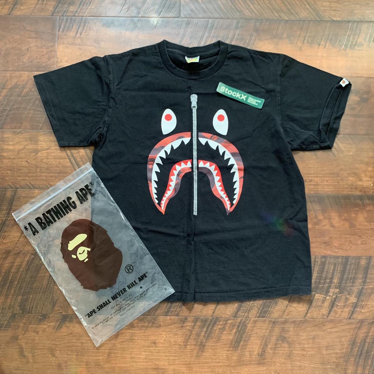 Bape Color Camo Silver Zip Shark Tee SS23 Black Red