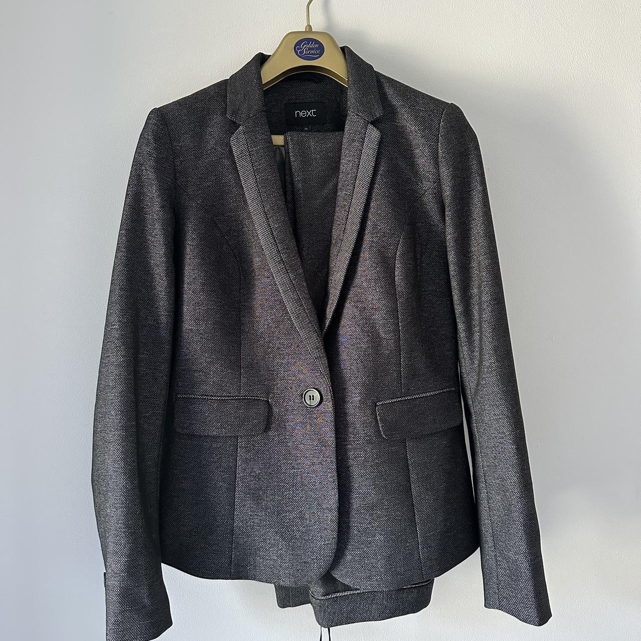 Grey Next Suit, jacket size 10 long, trousers size... - Depop