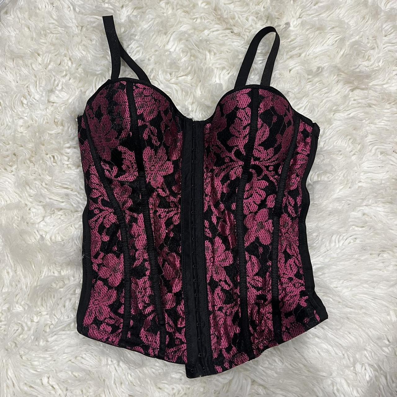 pink corset with lace brand - vaacodor size - - Depop